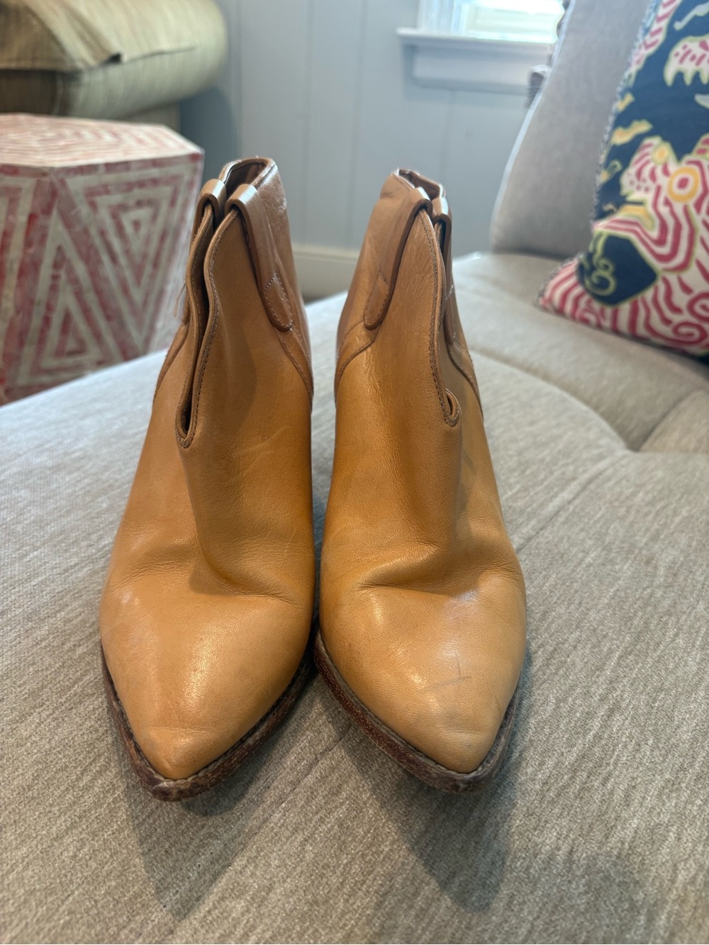 Isabel Marant Tan Leather Pointed Ankle Booties